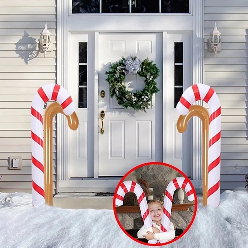 NEW 2 pcs set 34" big Inflatable Candy Canes Christmas Canes Outdoor Red White